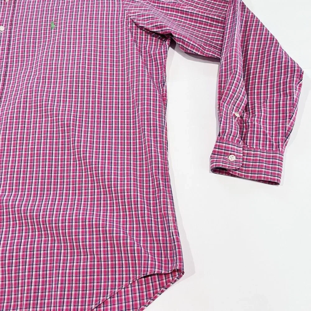 Polo‎ Ralph Lauren Pink Plaid Check Cotton Poplin Button Down Shirt Size XL